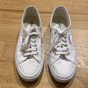 Superga white canvas lace up shoes